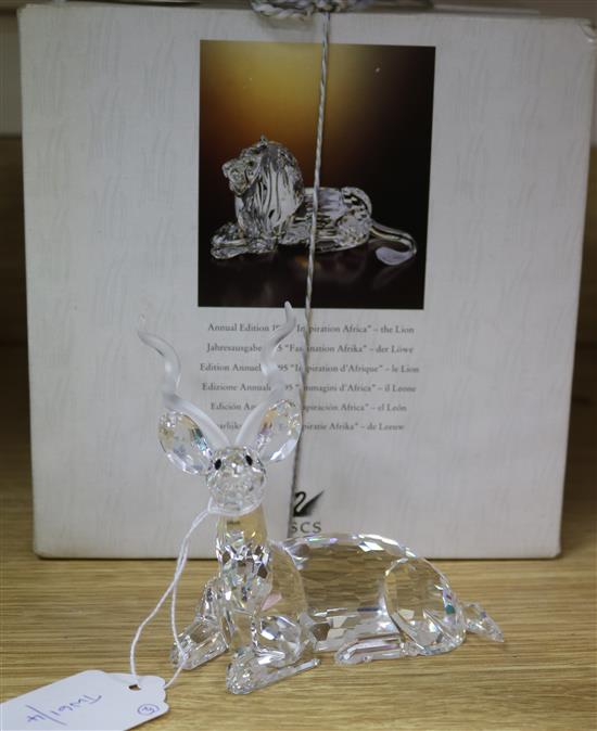 Two Swarovski Inspiration Africa, The Kudu and The Lion (boxed, with certificates)